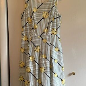 Talbots Black and White Scoop Neck Midi Sundress